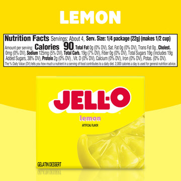Jell-O Lemon Gelatin Dessert Mix, 3 oz Box