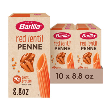 Barilla Red Lentil Penne Pasta, Good Source Of Plant-Based Protein, Excellent Source Of Fiber, Kosher, Gluten Free & Non-Gmo, 8.8 Ounce (Pack Of 10)