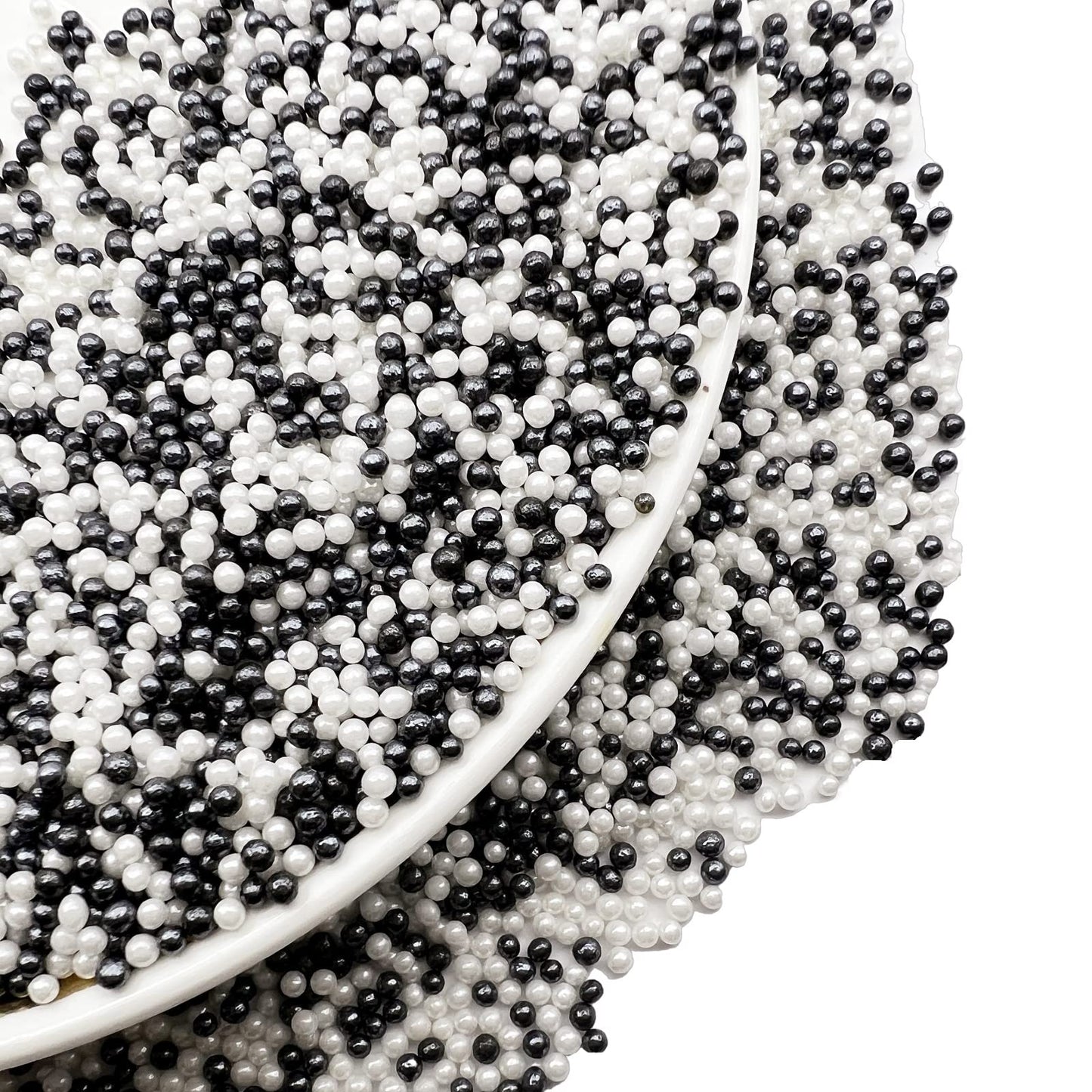Se Si&Moos Black And White Sprinkles White And Black Nonpareils Edible Pearls For Cake Decorating Small Pearl Sprinkles Hallowee