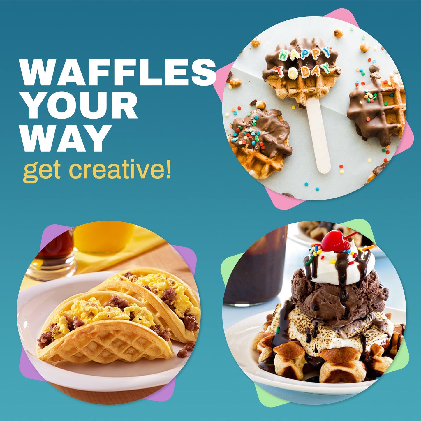 High-Standard Gourmet Ewm460 Nonstick Rotating Flip Belgian Waffle Maker, 1.25-Inch Thick Waffles, Hash Browns, Keto, Snacks, Sandwich, Eggs, Easy To Clean, Black, 5 Inch