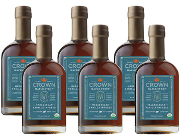 Crown Maple Madagascar Vanilla Infused Organic Maple Syrup, 12.7 Fl Oz, 6-Pack, Real Vanilla Bean, Pancakes, Baking, Cocktails &