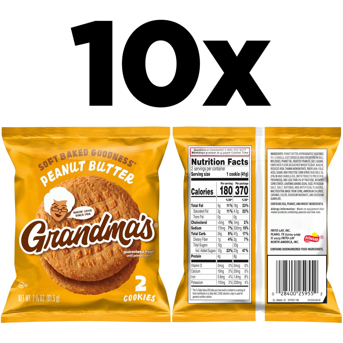 Grandmas Cookies, Peanut Butter, 2.5 Ounce (Pack of 10)