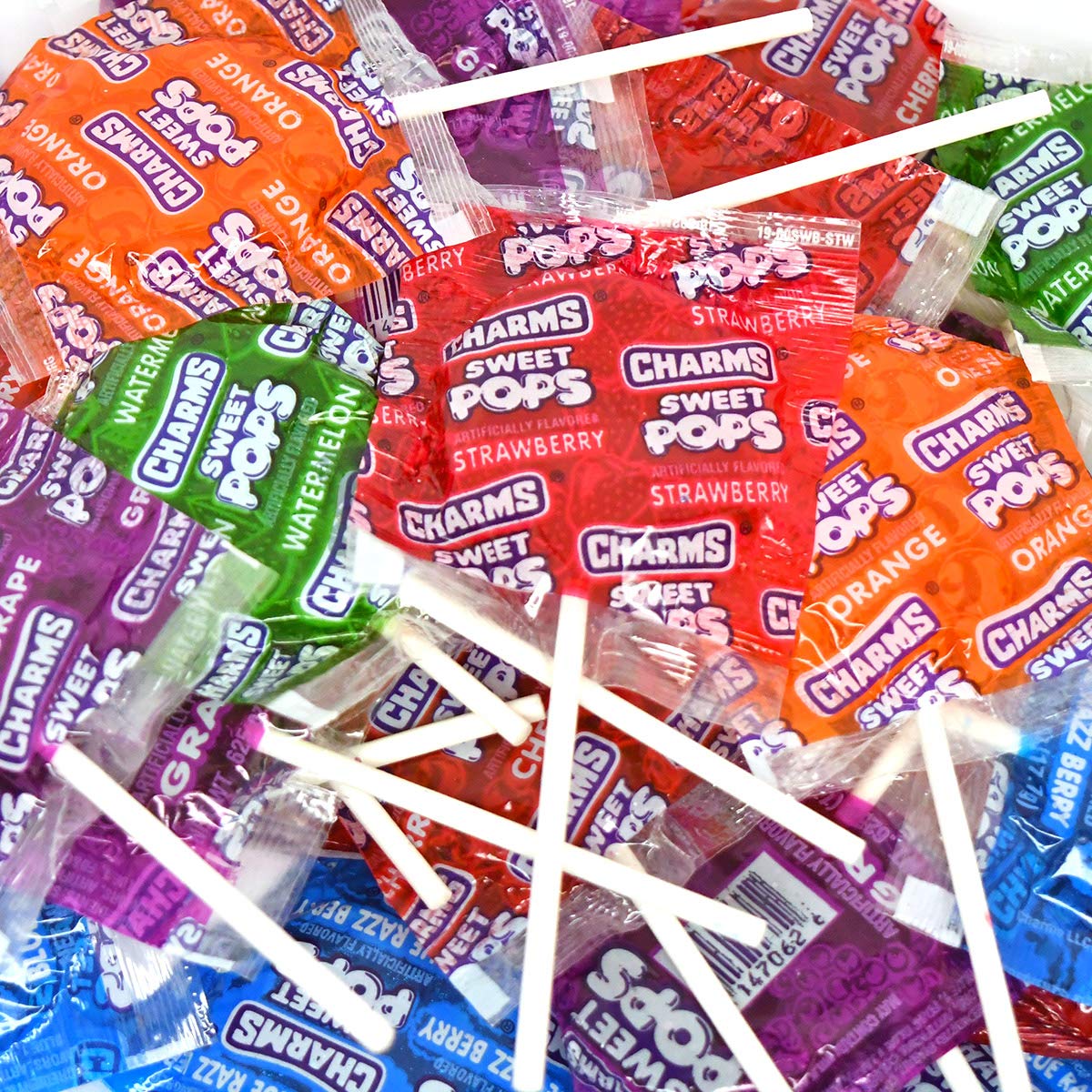 Charms Sweet Pops Lollipops - Individually Wrapped Candy Suckers - Peanut Free, Gluten Free - Bulk Treat for Kids and Adults - 4
