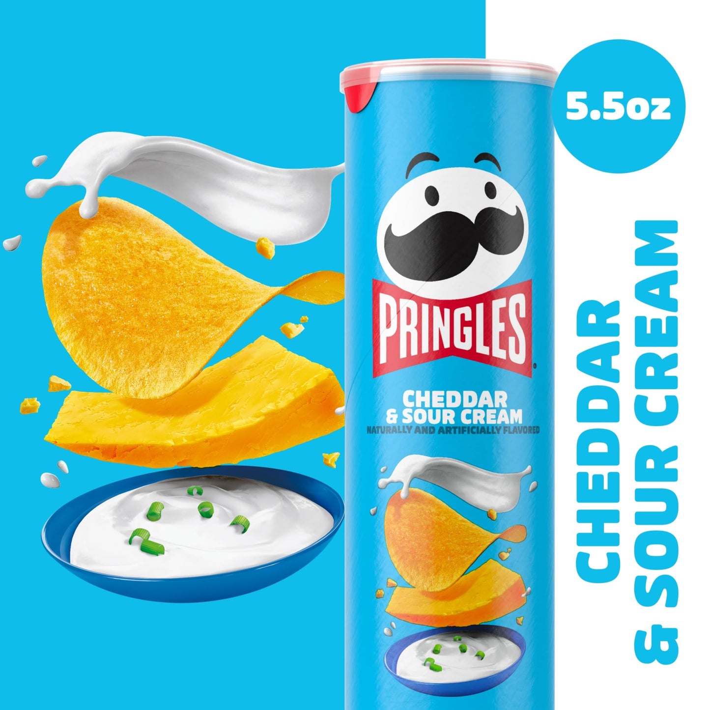 Pringles Cheddar & Sour Cream Potato Crisps, 158 G, Ligth Blue, Medium (3800013895)
