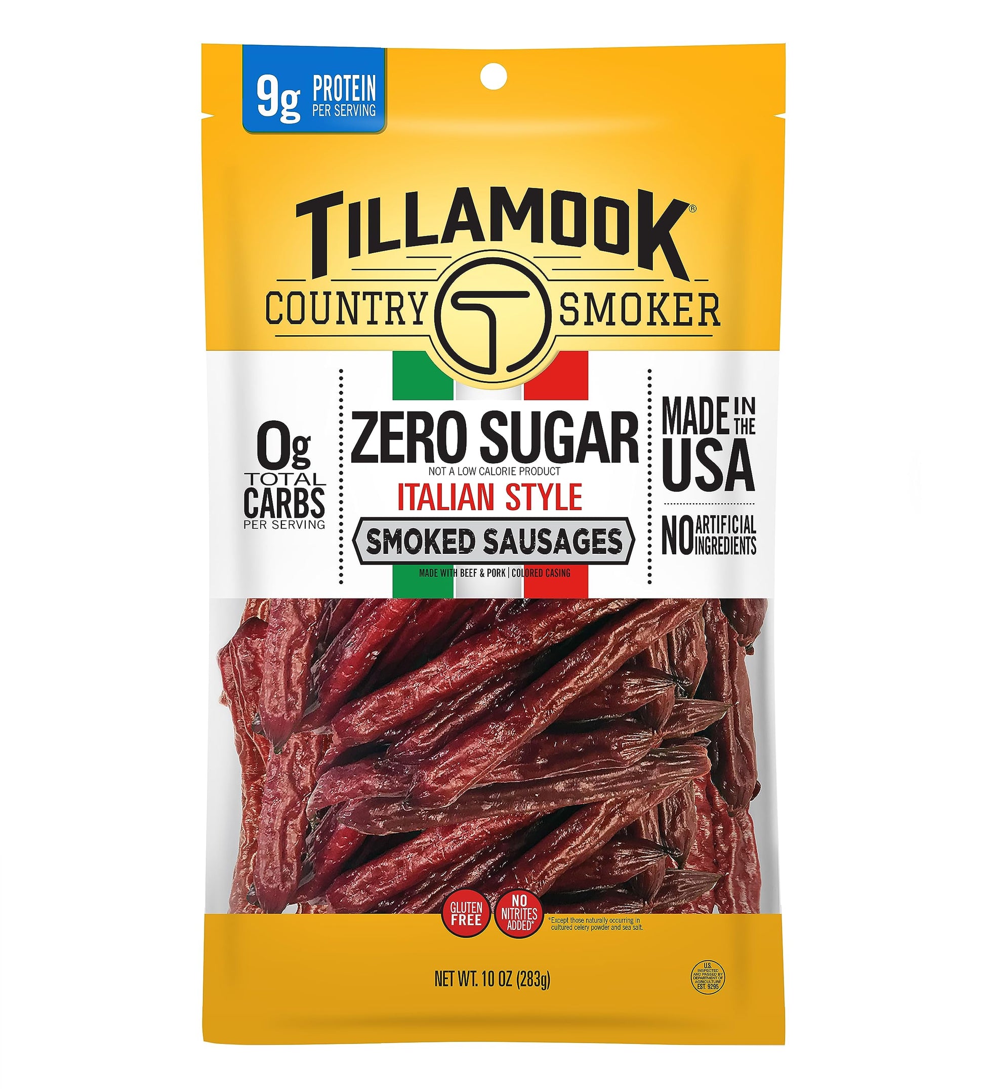 TILLAMOOK COUNTRY SMOKER Keto Friendly Smoked Sausages, Italian Style, 10 oz