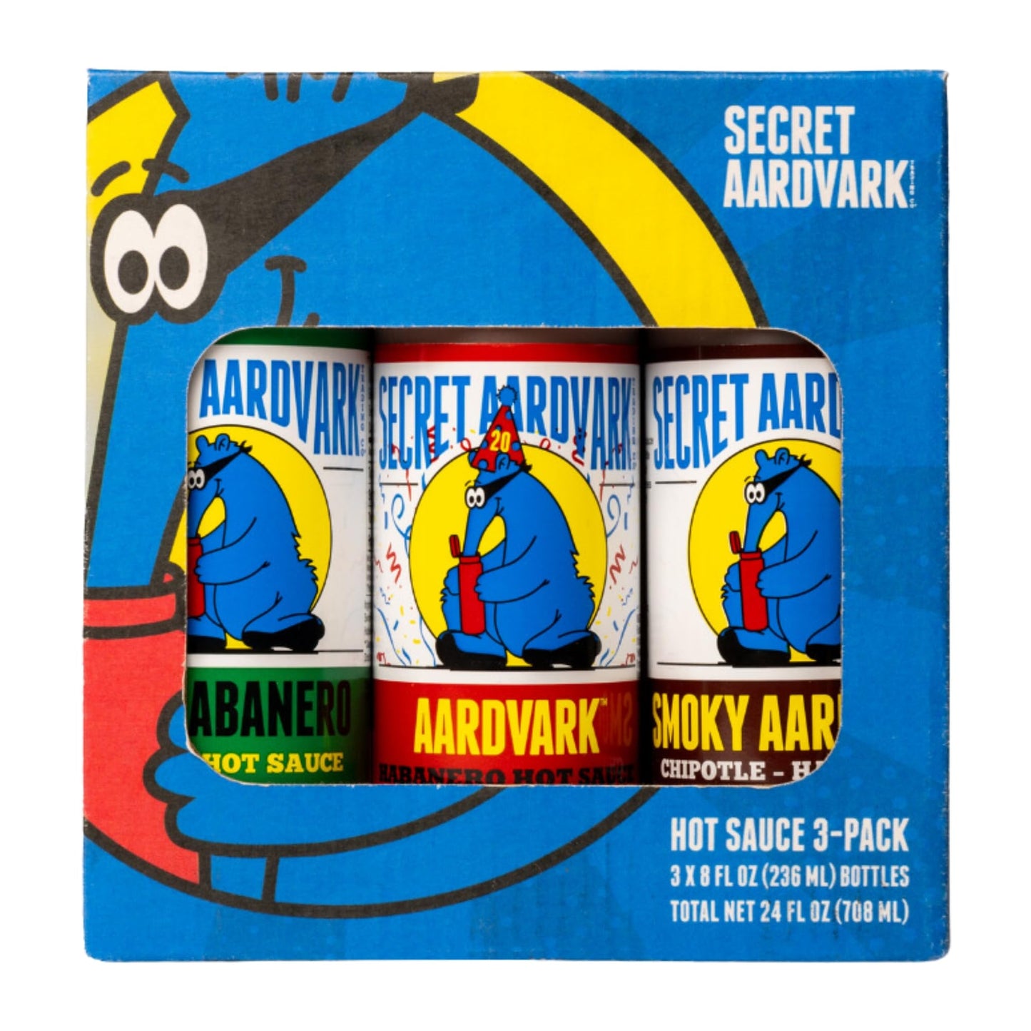 Secret Aardvark Hot Sauce Variety Pack - Hot Sauce Sampler, Spicy Hot Sauce Gift Set with Habanero, Serraberano, and Smoky Chipo