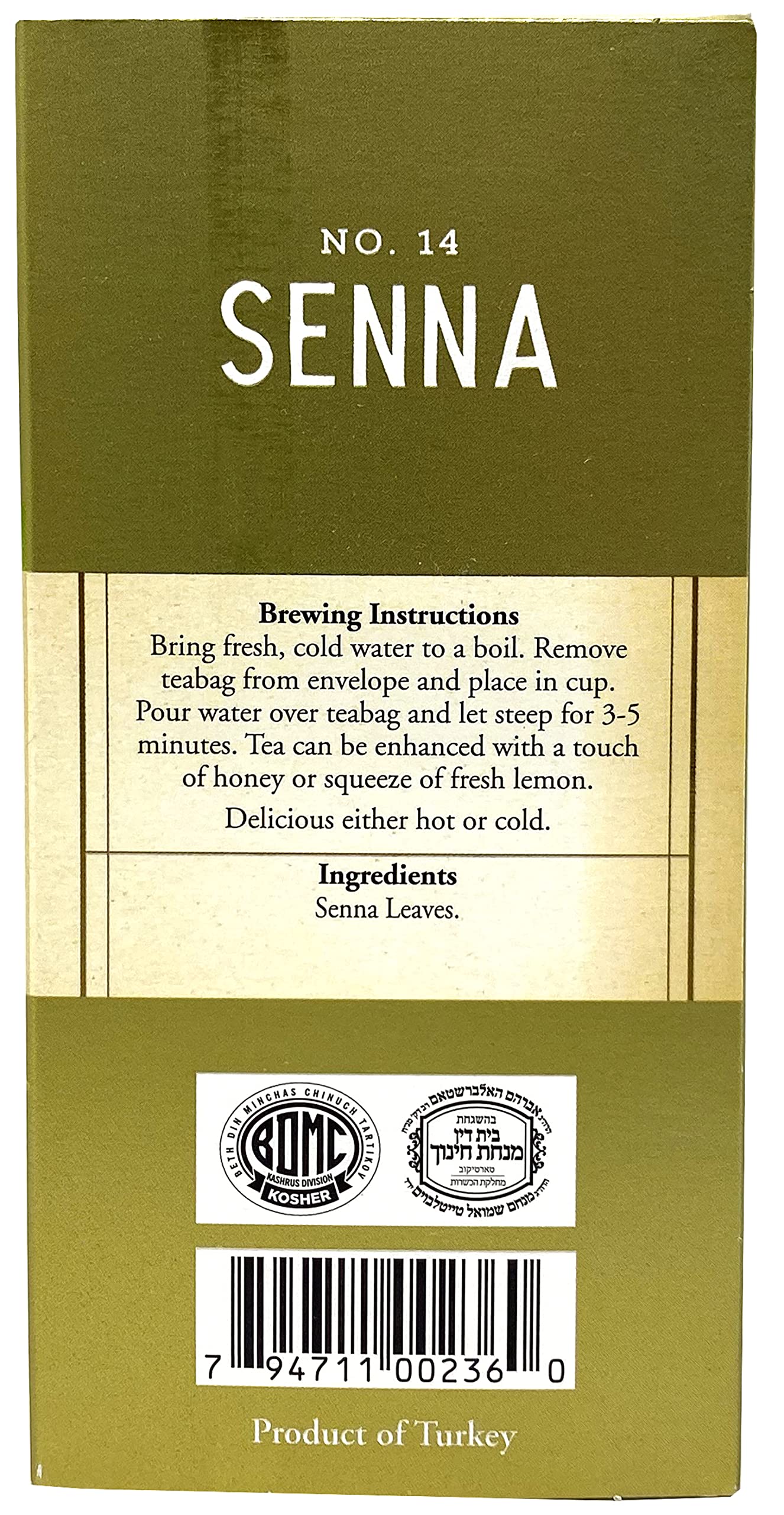 Galil Senna Tea - Caffeine-Free Herbal Tea, Non-GMO, Kosher, 20 Count Boxes, 1.41 Oz, Pack of 6