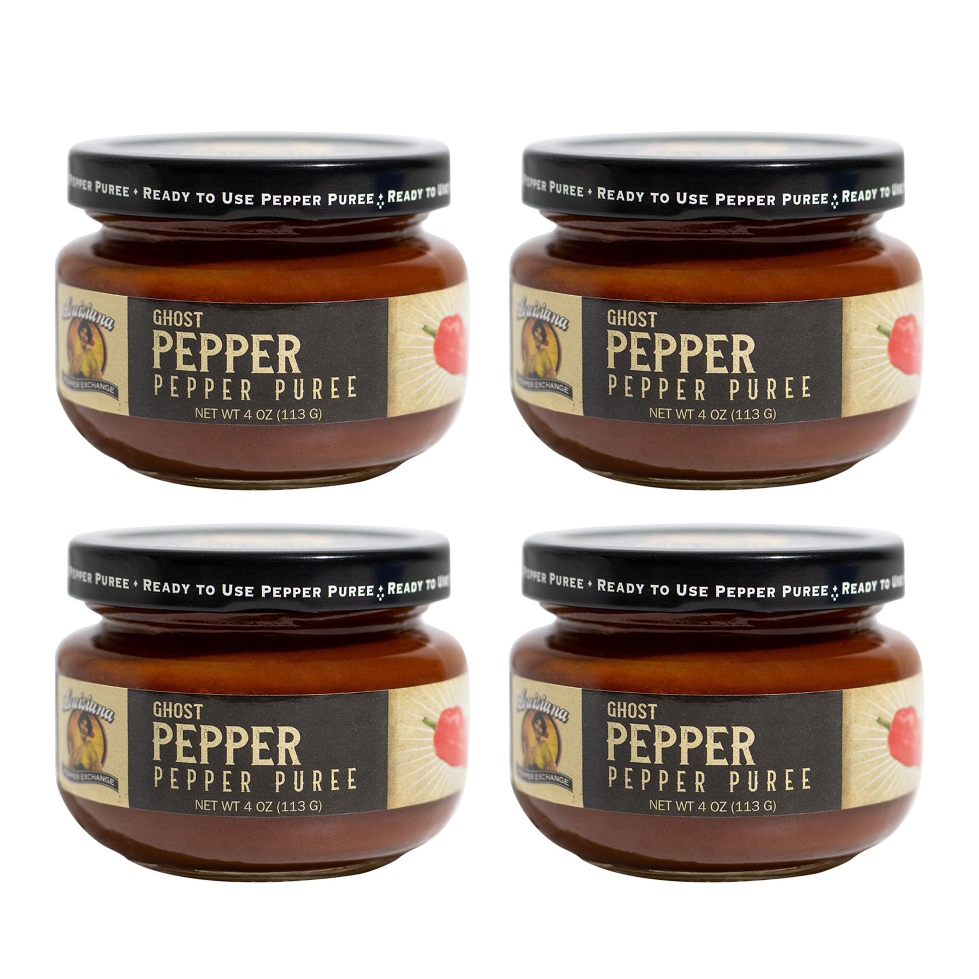 Louisiana Pepper Exchange Ghost Pepper Puree Sauce, Super Hot Chili Spicy Flavor Seasoning, Plant-Based, Gluten-Free, Replaces G