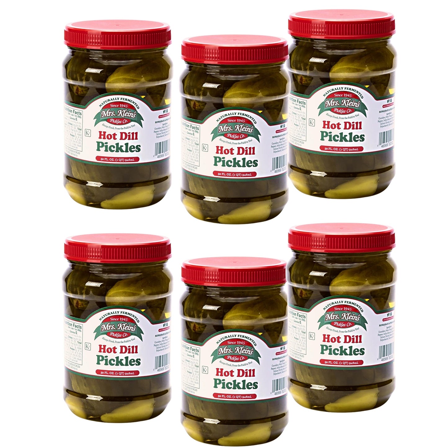 Mrs. Klein's Hot Pickles - Spicy Dill Pickles Made with Natural Ingredients - Kosher, Low Carb and Gluten Free -Wholesale Hot Pi