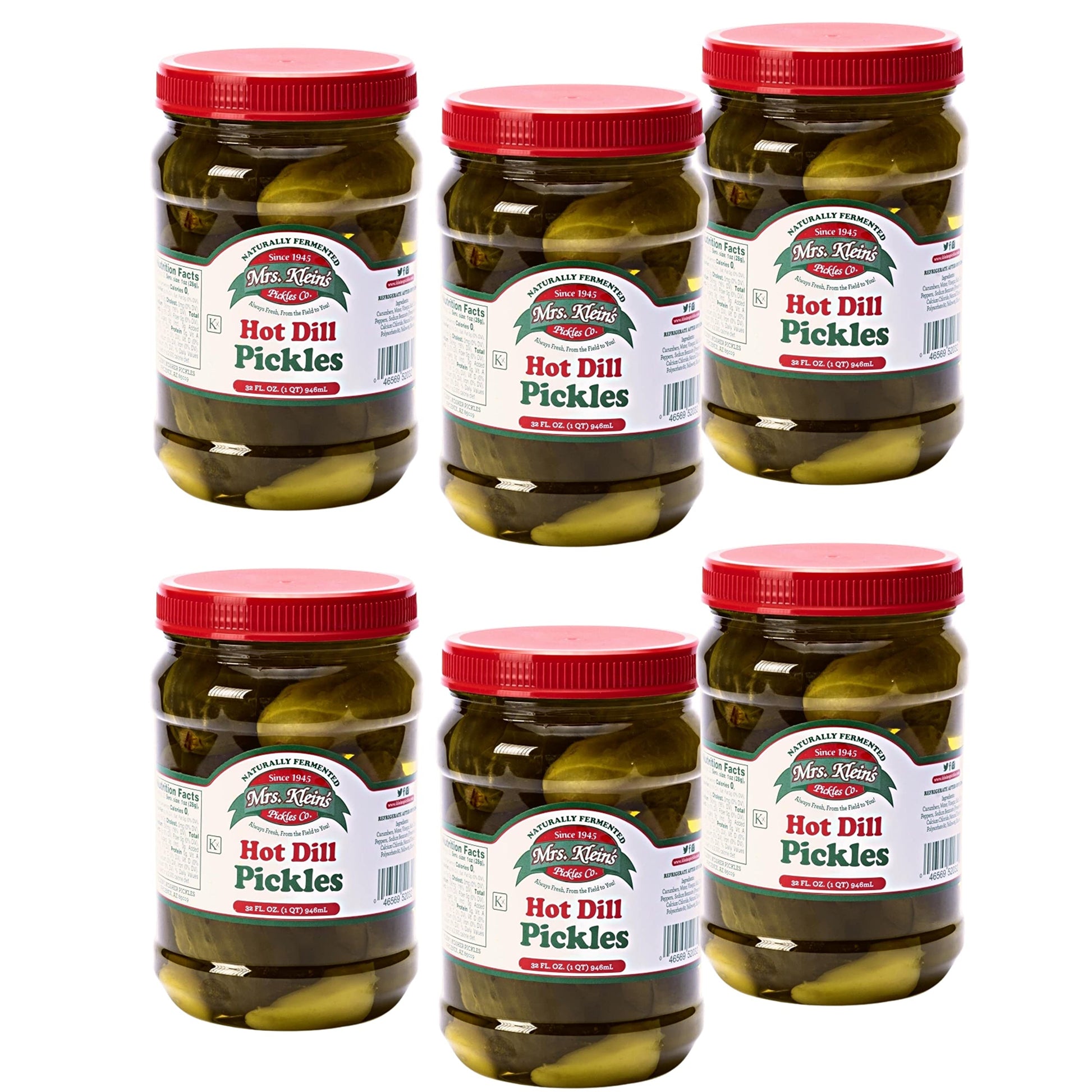 Mrs. Klein's Hot Pickles - Spicy Dill Pickles Made with Natural Ingredients - Kosher, Low Carb and Gluten Free -Wholesale Hot Pi