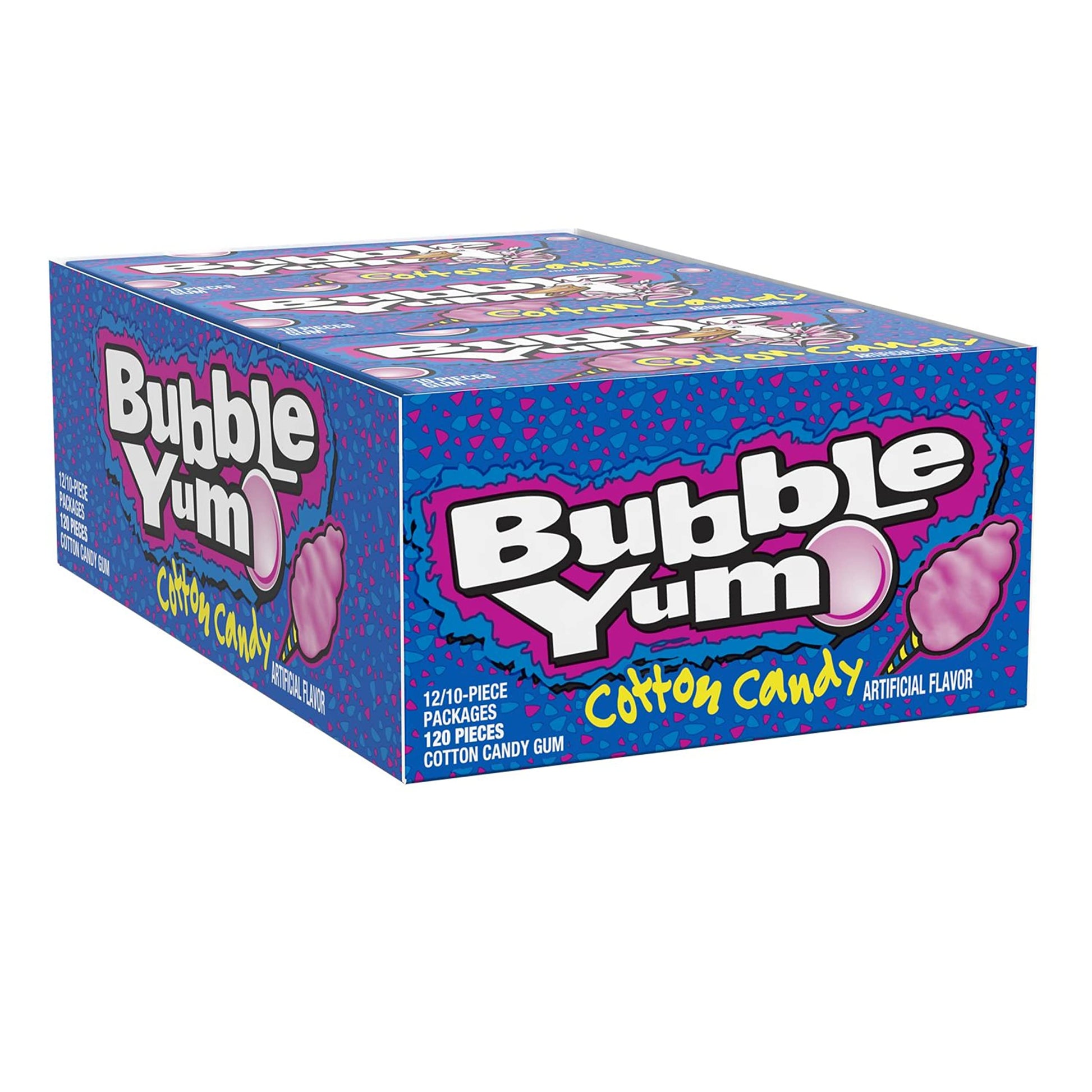 Bubble Yum Cotton Candy Chewy, Bubble Gum Packs, 2.82 Oz (12 Count, 10 Pieces)