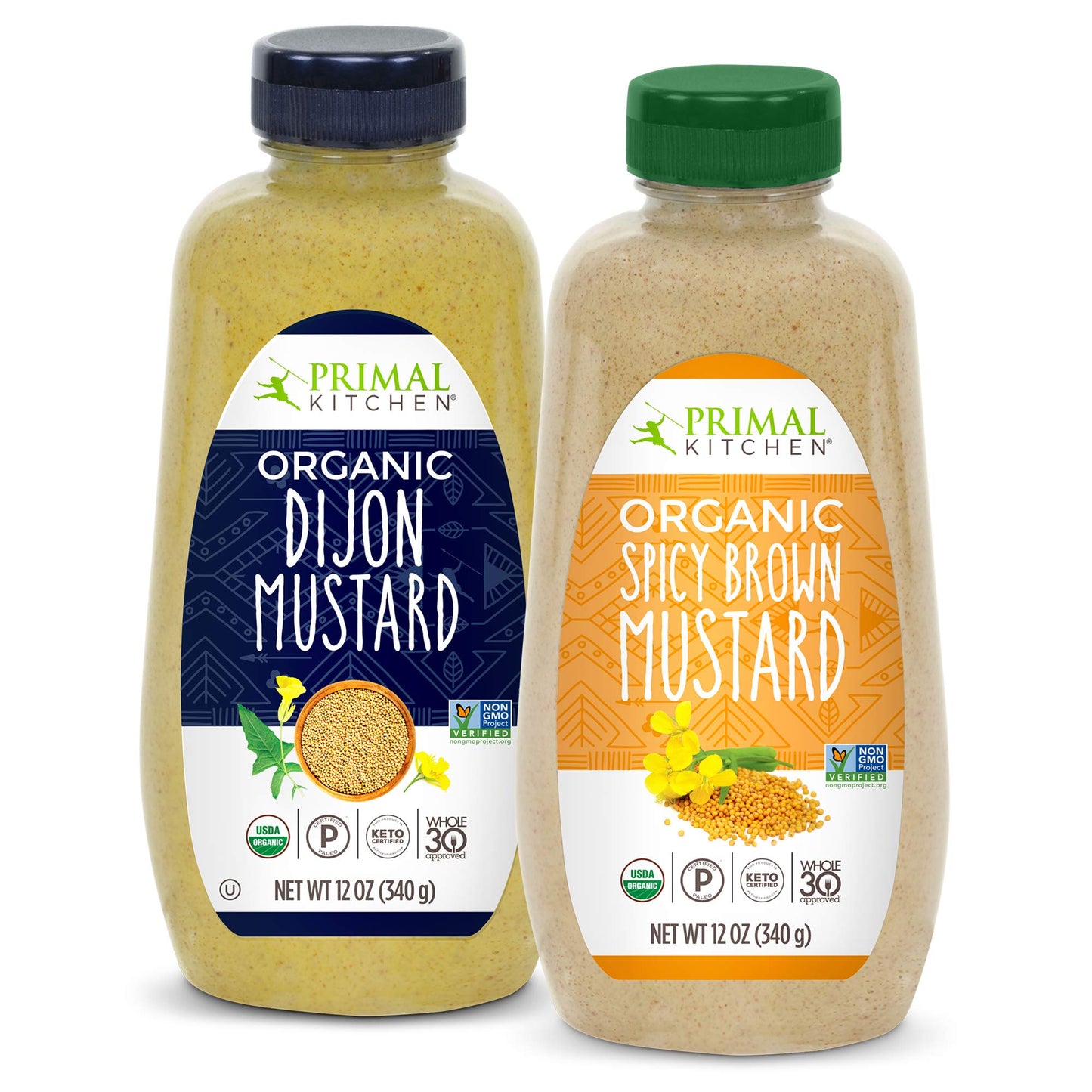 Primal Kitchen Organic Mustard Variety Pack, Dijon & Spicy Brown, Whole30 Approved, Certified Paleo, And Keto Certified, 12 Ounces, Pack Of 2