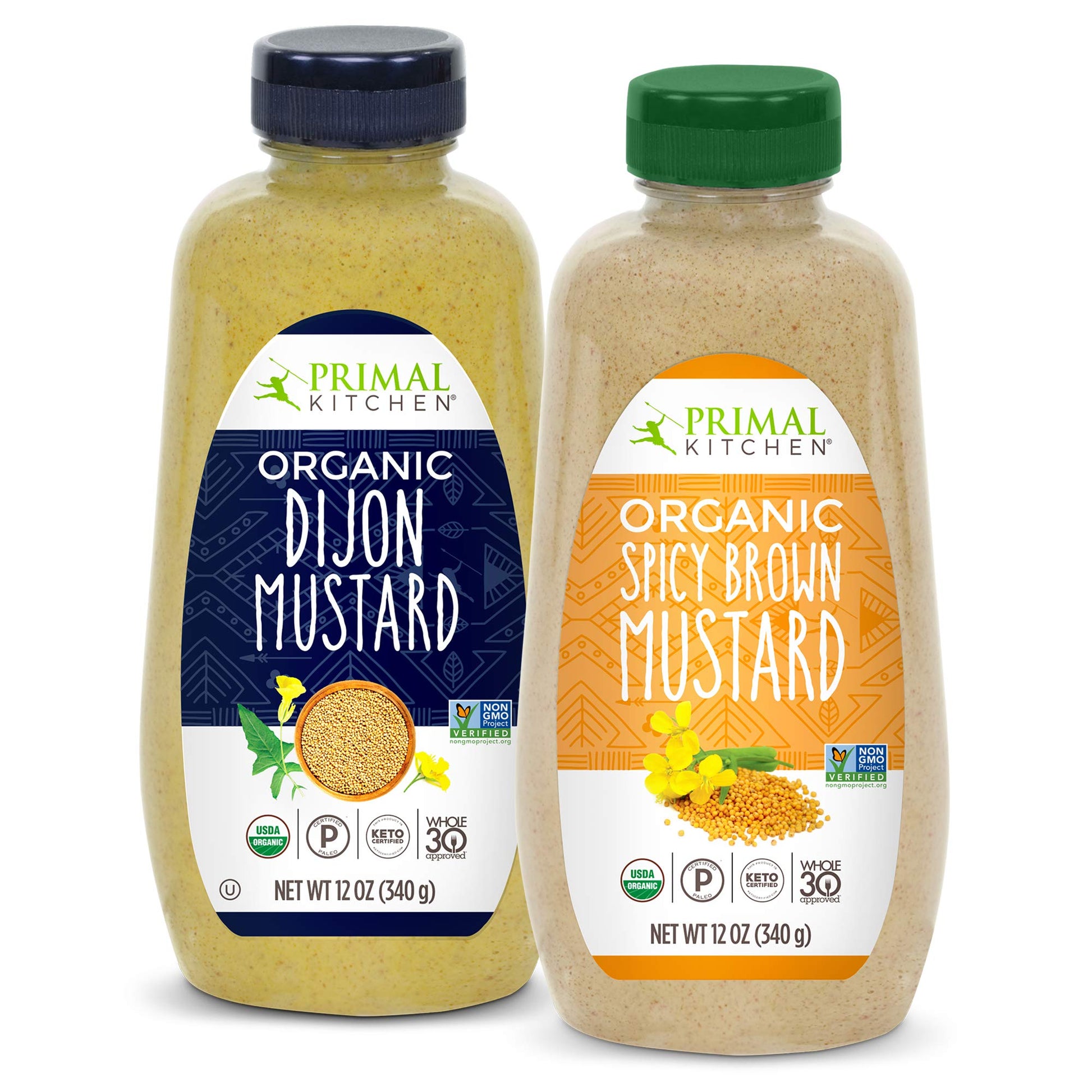 Primal Kitchen Organic Mustard Variety Pack, Dijon & Spicy Brown, Whole30 Approved, Certified Paleo, And Keto Certified, 12 Ounces, Pack Of 2