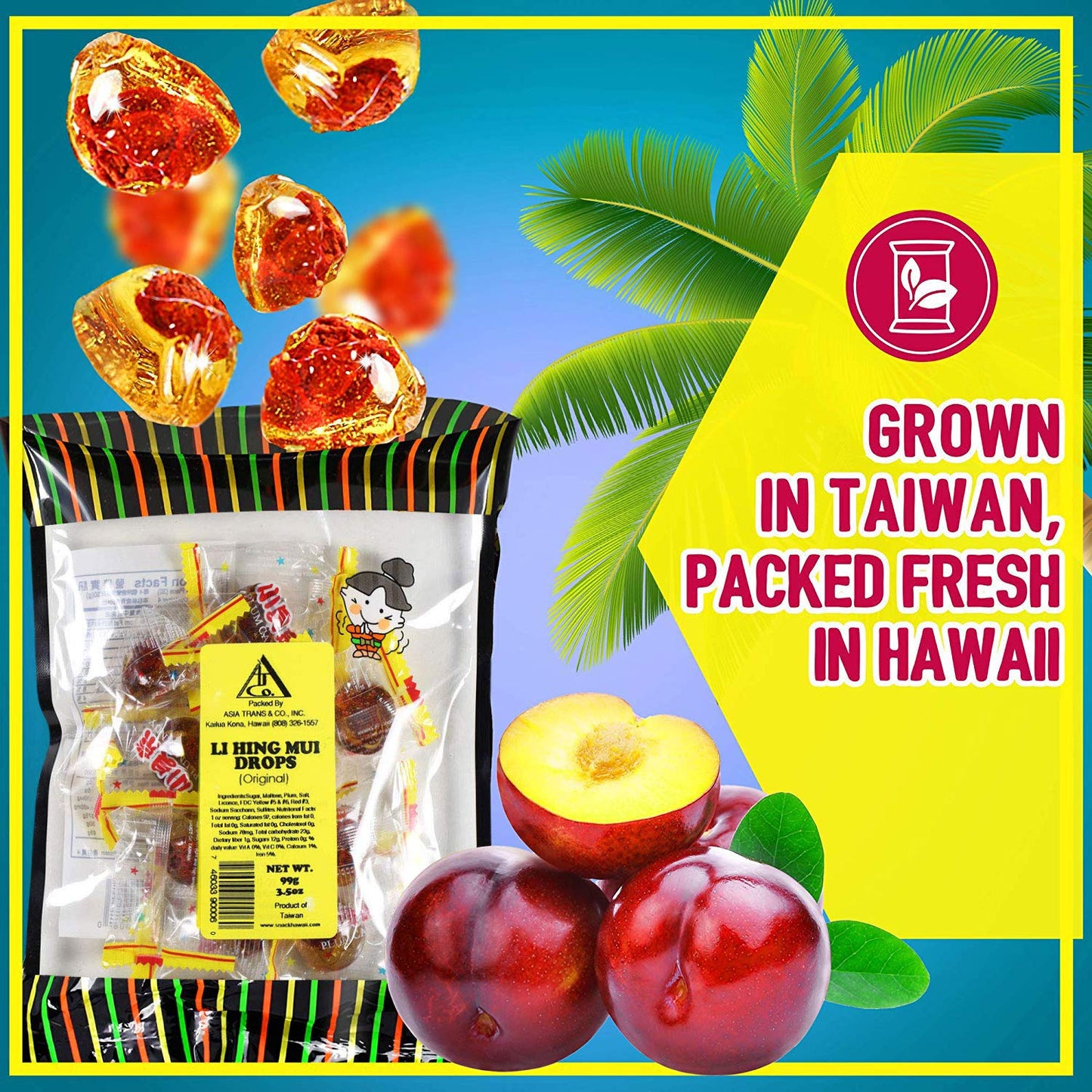 Asia Trans & Co. Golden Plum   Seed Drops | Sweet, Sour & Salty Dried Candy | 3.5 oz