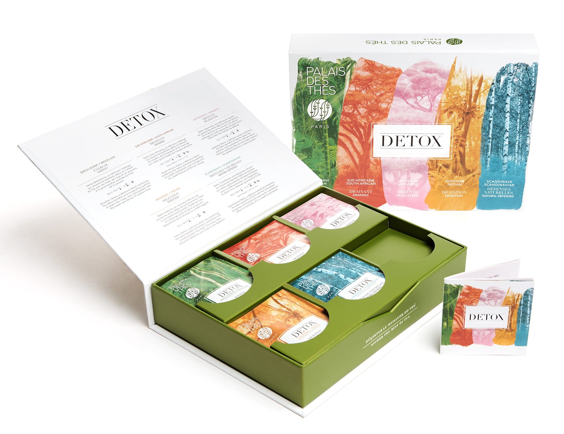 Palais des Thés - Organic Detox Tea Gift Set - Assortment of Rooibos, Herbal, Black, and Green Teas - S of enhanced Tea Bags, Serves 30 Cups