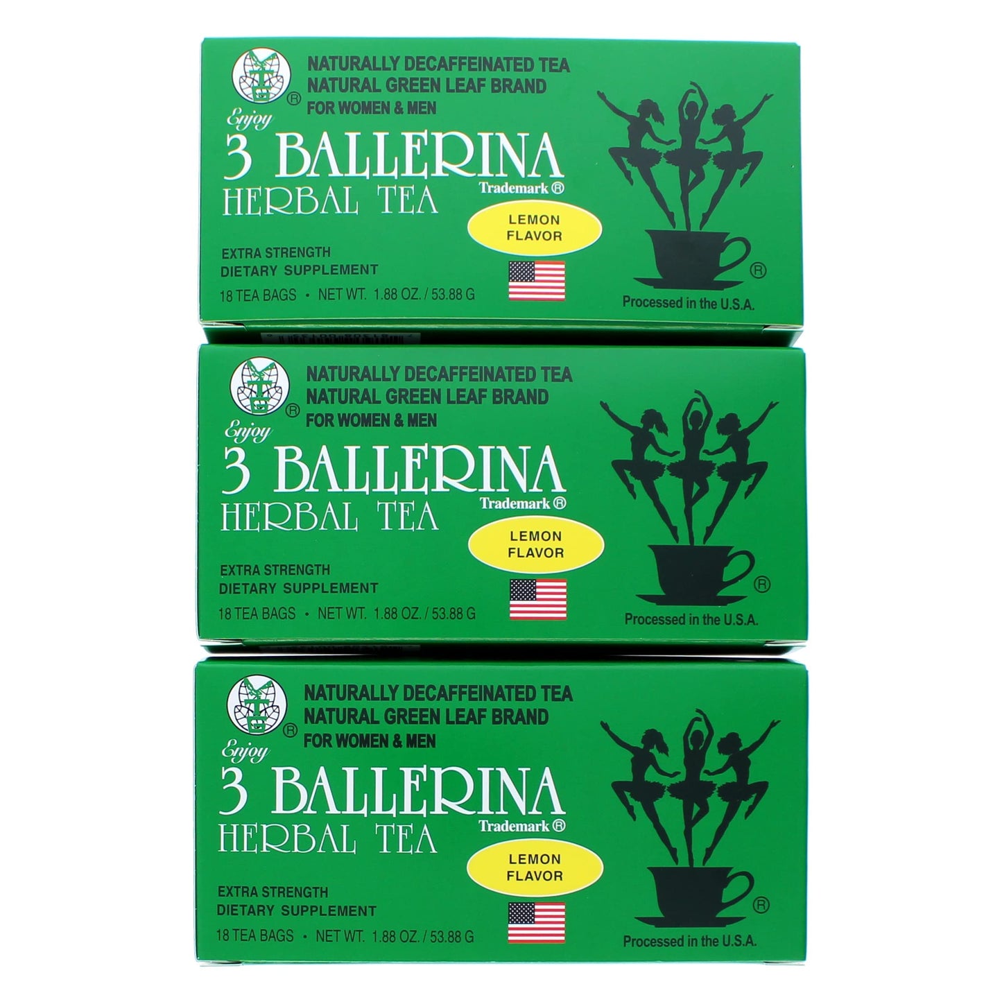 3 Ballerina Tea Dieters Drink, Extra Strength, Lemon Flavor, 18 Tea Bags, 1.88 oz, Model SYNCHKG045916