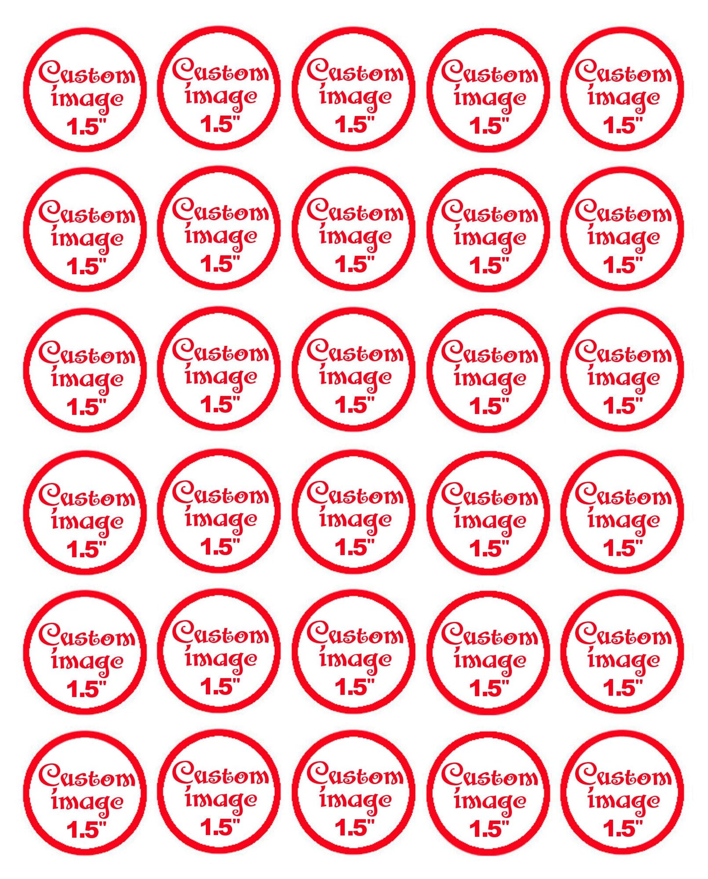 Generic Custom Edible Cupcake Topper - 1.5 Round, Paper, Personalize Your Logo or Photo, 30 Per Sheet