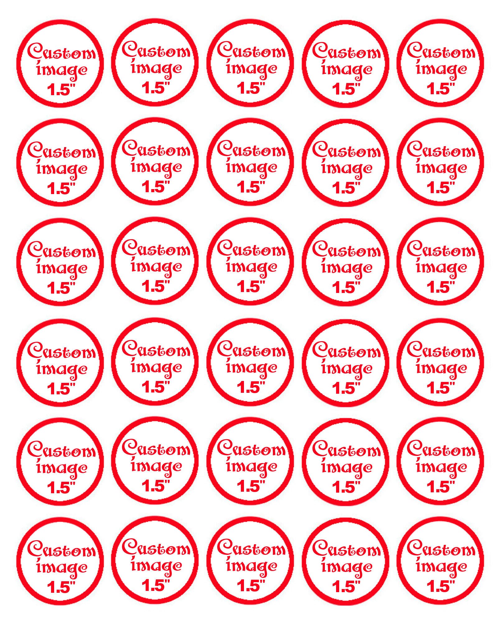 Generic Custom Edible Cupcake Topper - 1.5 Round, Paper, Personalize Your Logo or Photo, 30 Per Sheet