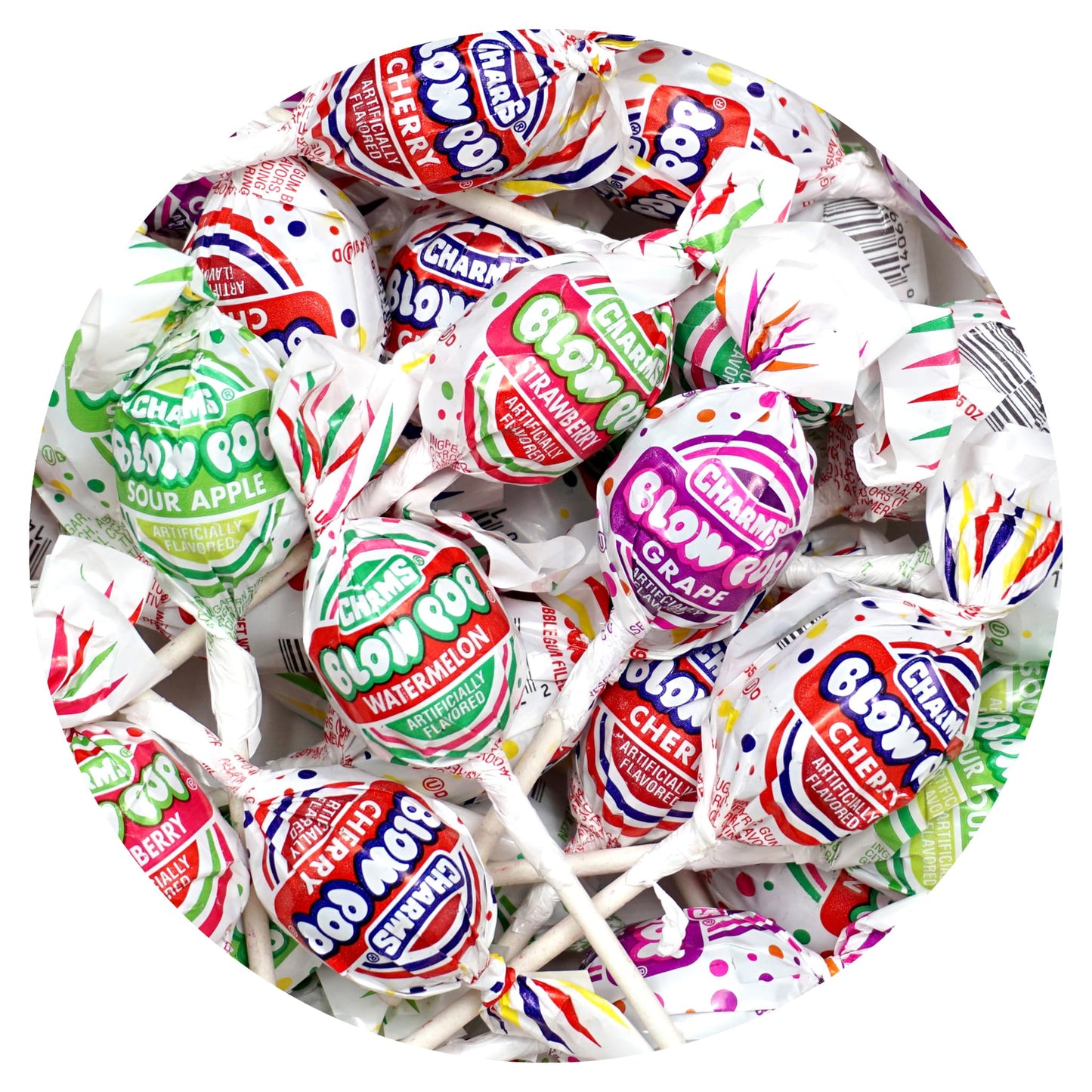 The Hampton Popcorn Company Charms Blow Pops, Assorted Fruit Flavored, 5lb Bulk Bag, Individually Wrapped Lollipops