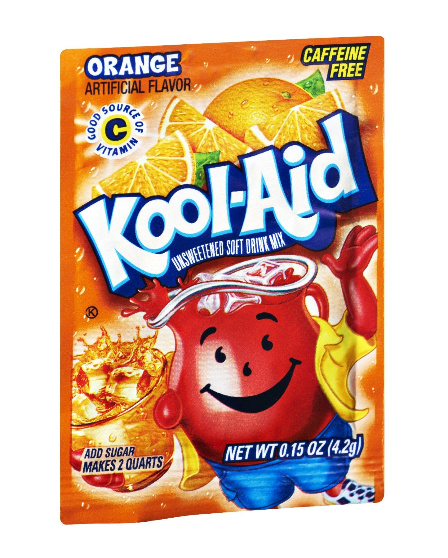 Kool-Aid Unsweetened Caffeine Free Orange Powdered Drink Mix, 28.8 Ounce, 192 Count Pitcher Packets