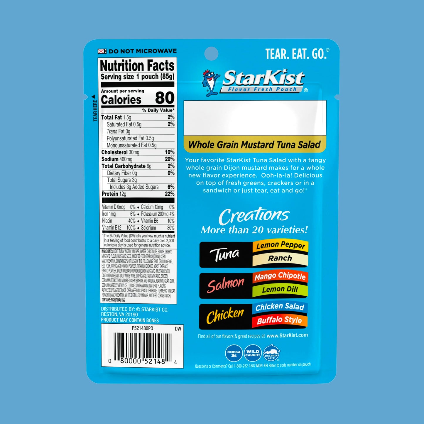 Starkist Tuna Creations, Whole Grain Dijon Mustard Tuna Salad, 3.0 Oz Pouch, Pack Of 24