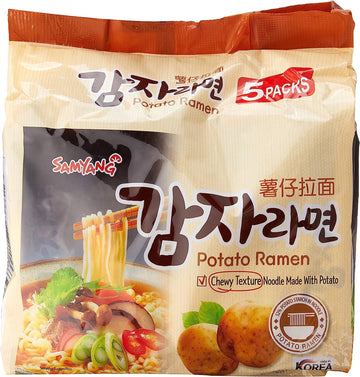 Samyang Ramen Korean Noodles, Variety Selection (삼양 라면) (Potato Ramen, 5 Pack), 4.23 Ounce
