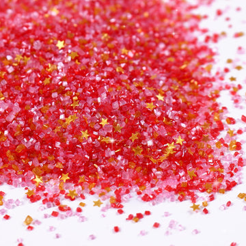 Edible Sanding Sugar Gold Star Glitter Mix, Red Sanding Sugar, Pink Sanding Sugar, Shimmer star sprinkles, Pink and Red Sprinkle