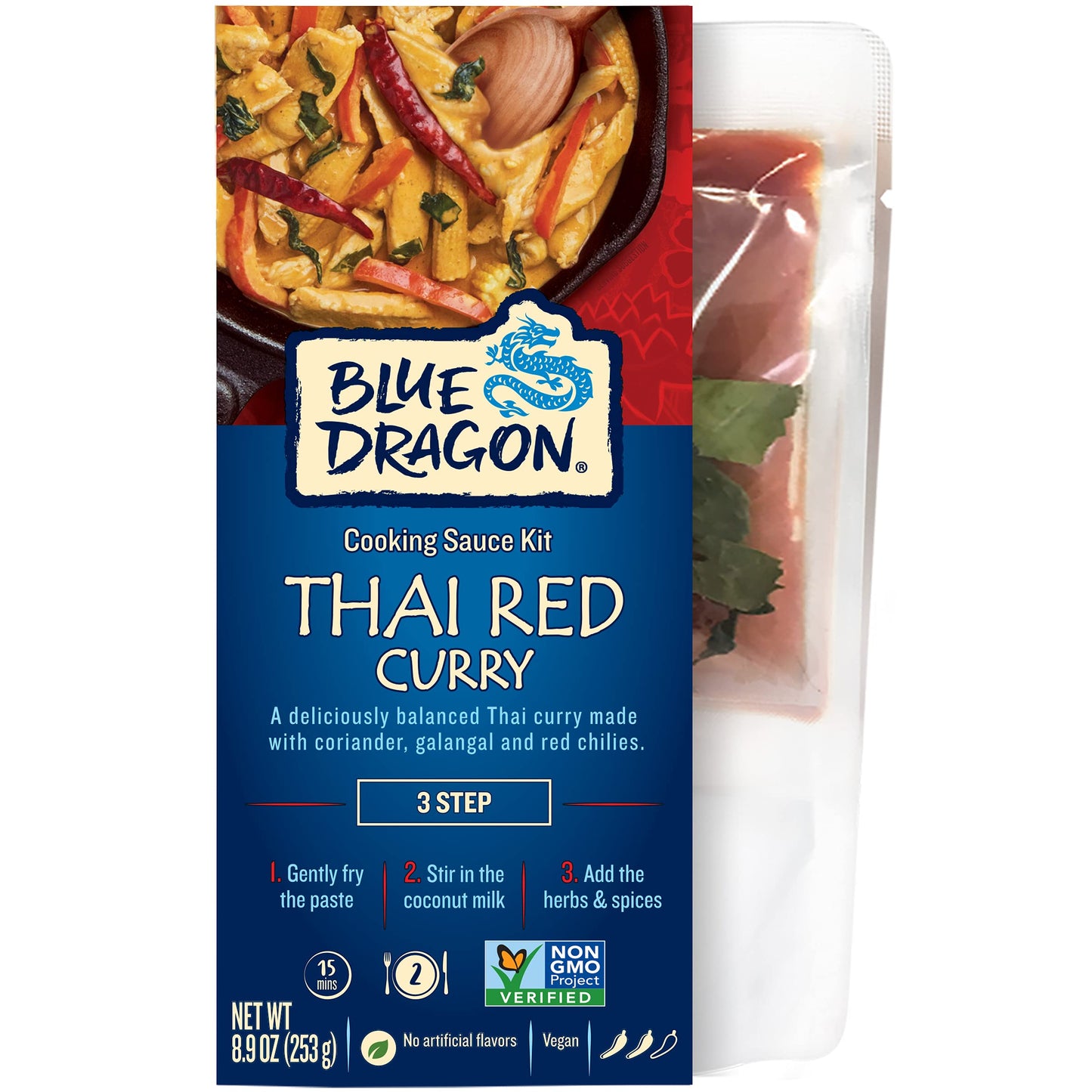 Blue Dragon 3 Step Thai Red Curry Kit, Pre-Portioned Sachets Of Our Red Curry Paste, Coconut Milk And Herbs & Spices To Create The Perfect Curry, Vegan Friendly (Pack Of 6)