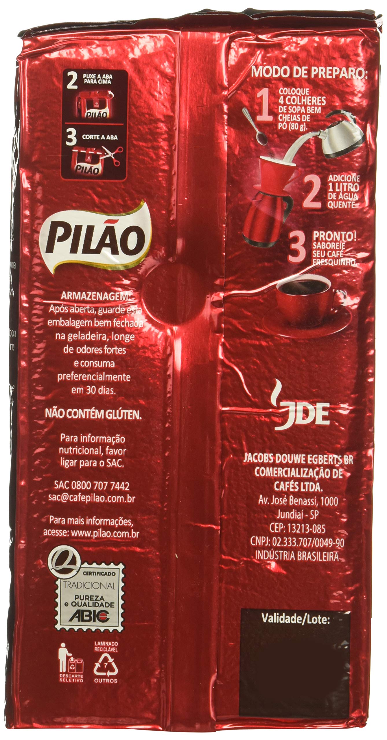 Coffee Rost And Ground - Caf   Torrado E Mo  Do - Pilao 17.60Oz. (500G) - Gluten-Free - (Pack Of 02)
