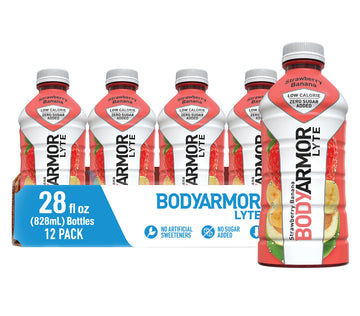 Bodyarmor Lyte Sports Drink Low-Calorie Sports Beverage, Strawberry Banana, Coconut Water Hydration, Natural Flavors With Vitamins, Potassium-Packed Electrolytes, Perfect For Athletes, 28 Fl Oz (Pack Of 12)