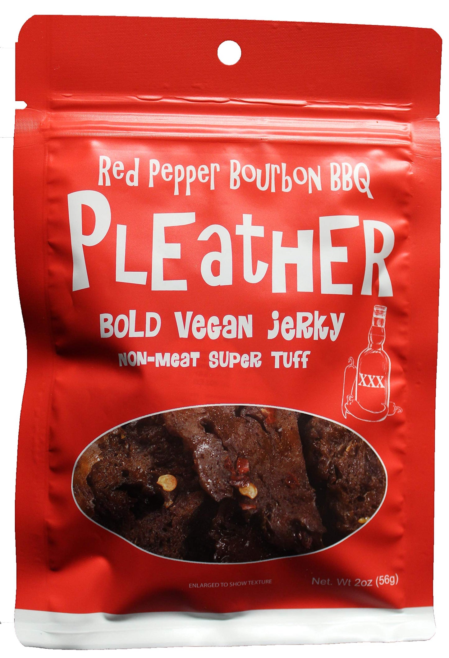 Pleather Red Pepper Bourbon BBQ Vegan Jerky - Bold Flavor - 2 Ounce