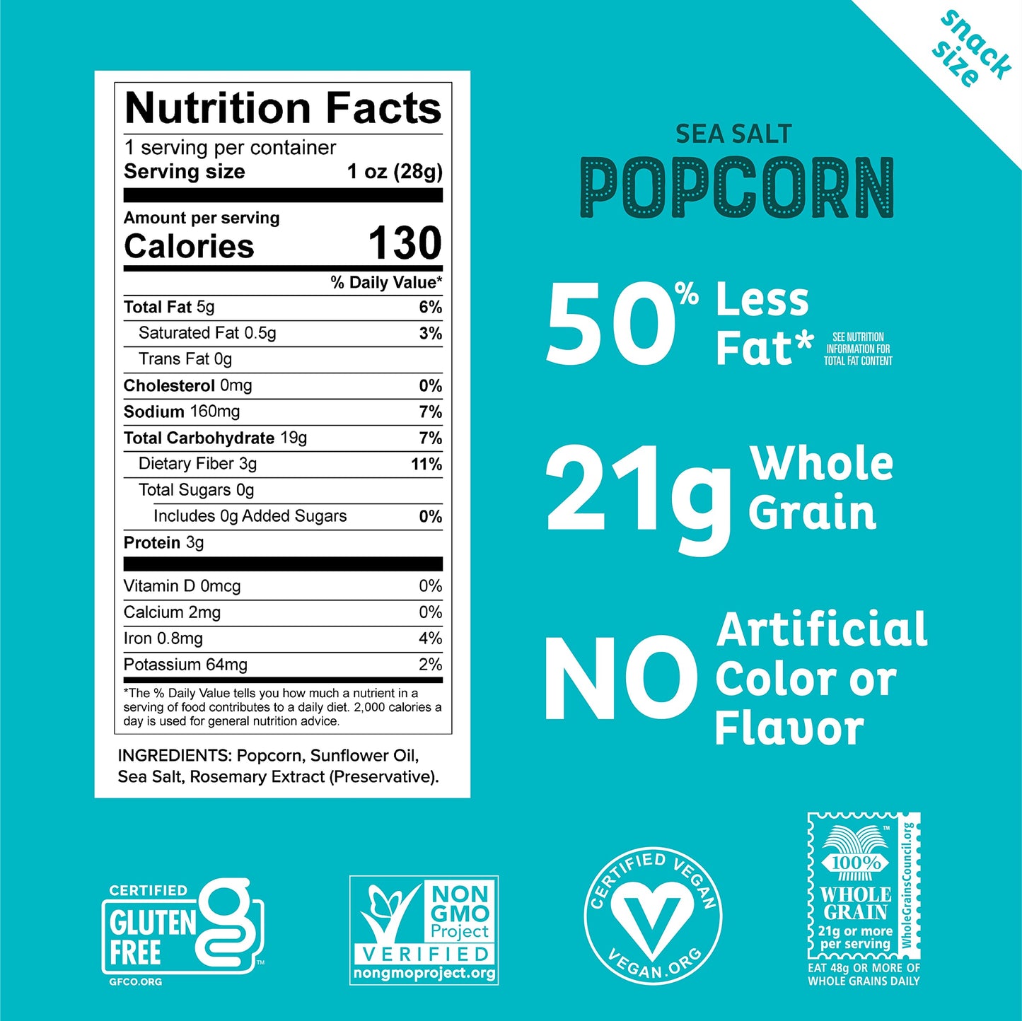 Pipcorn Mini Heirloom Popcorn - Sea Salt, 1oz Pack of 24 - Gluten Free Healthy Snack