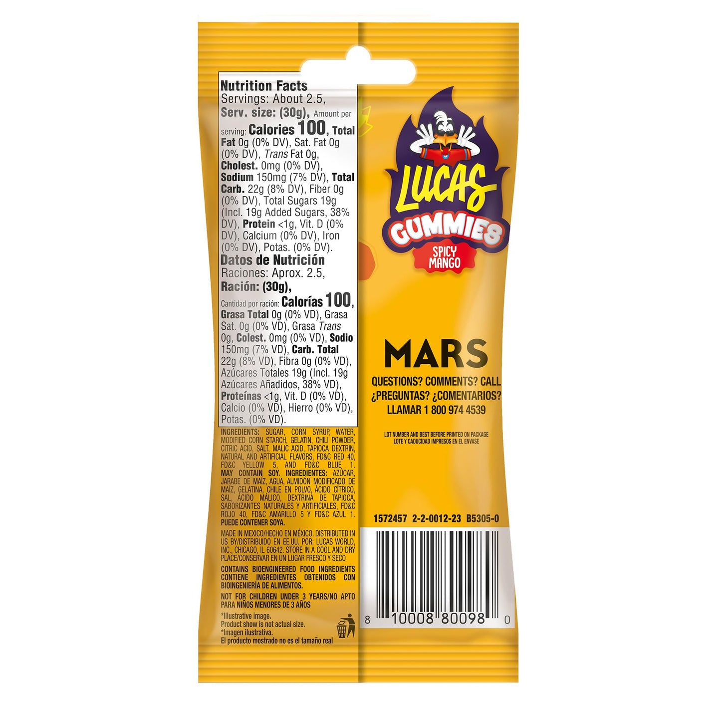 Lucas Spicy Gummies Mango Flavored 12 Pack, 29.6Oz