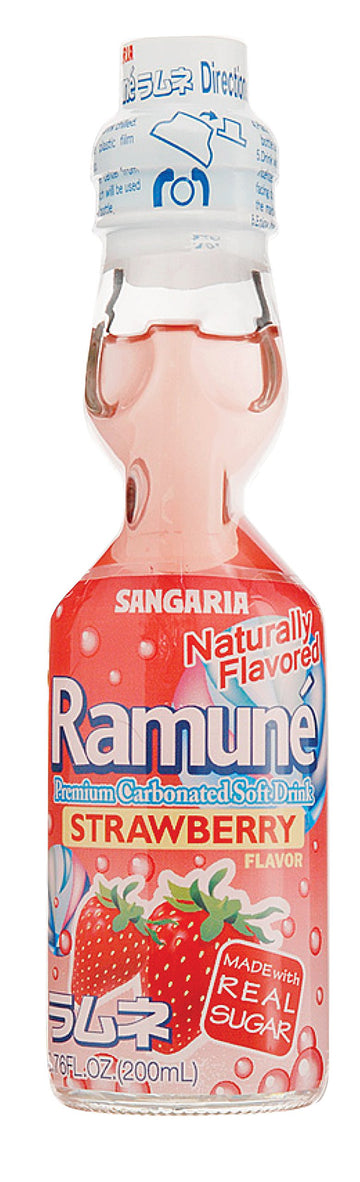 SANGARIA Ramune Strawberry Soda - Natural Flavor - Pack of 18