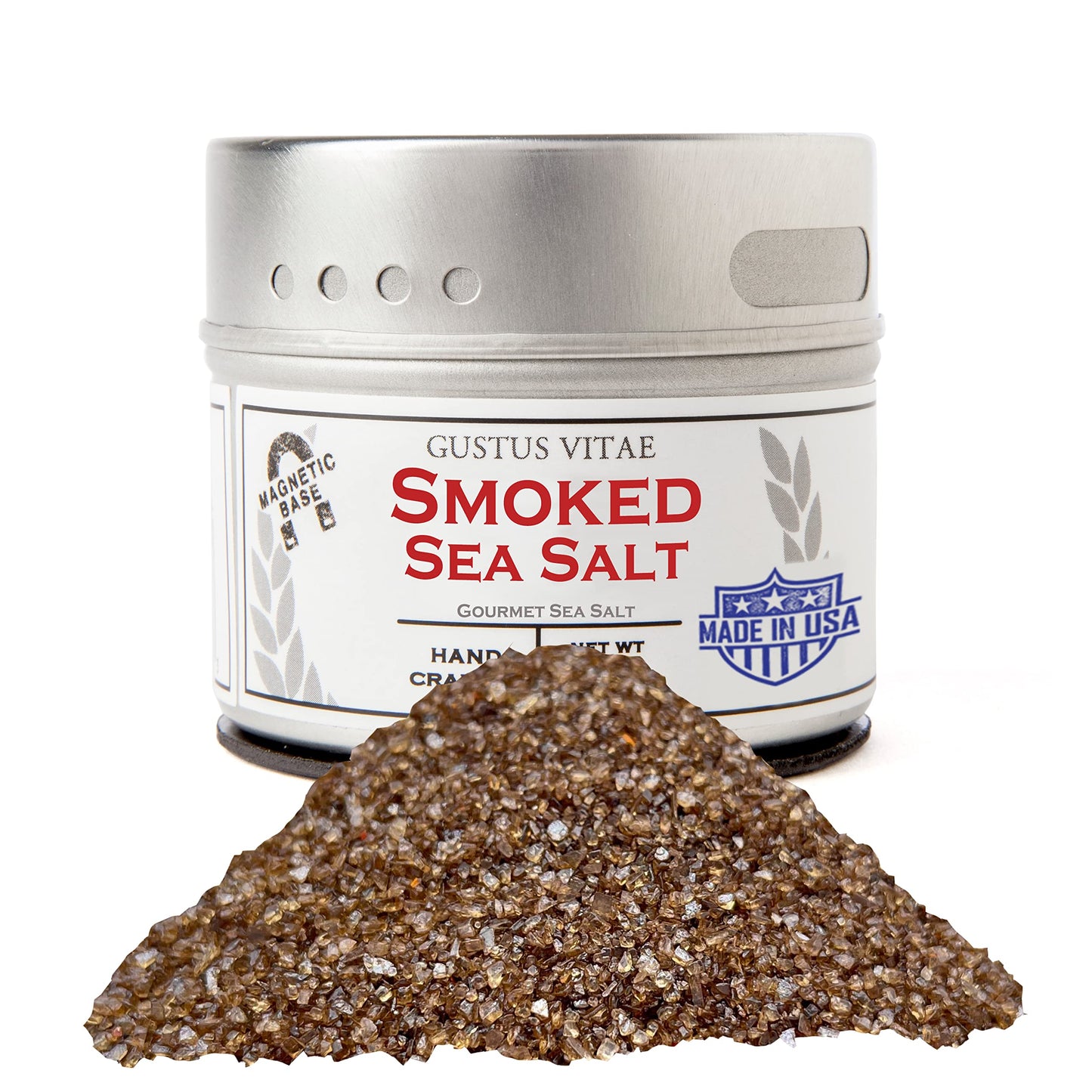 Gustus Vitae Natural Smoked Sea Salt, Non GMO, Finishing Salt, 3oz, Magnetic Tin