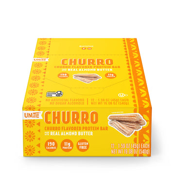 Unite Protein Bars, Churro Flavor, 10G Protein, 200 Calories, Soy And Gluten Free, Real Almond Butter, Proudly Women Owned - 1.5