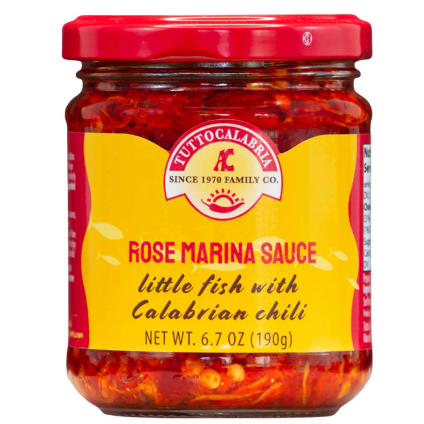 TUTTOCALABRIA TuttoCalabria, Rose Marina Sauce, 6.7oz (190 gr), Spicy Calabrian baby fish, Traditional recipe with EVO oil, Inte