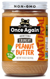Once Again Natural, Crunchy Peanut Butter, 16oz - Salt Free, Unsweetened - Gluten Free Certified, Vegan, Kosher, Non-GMO Verifie