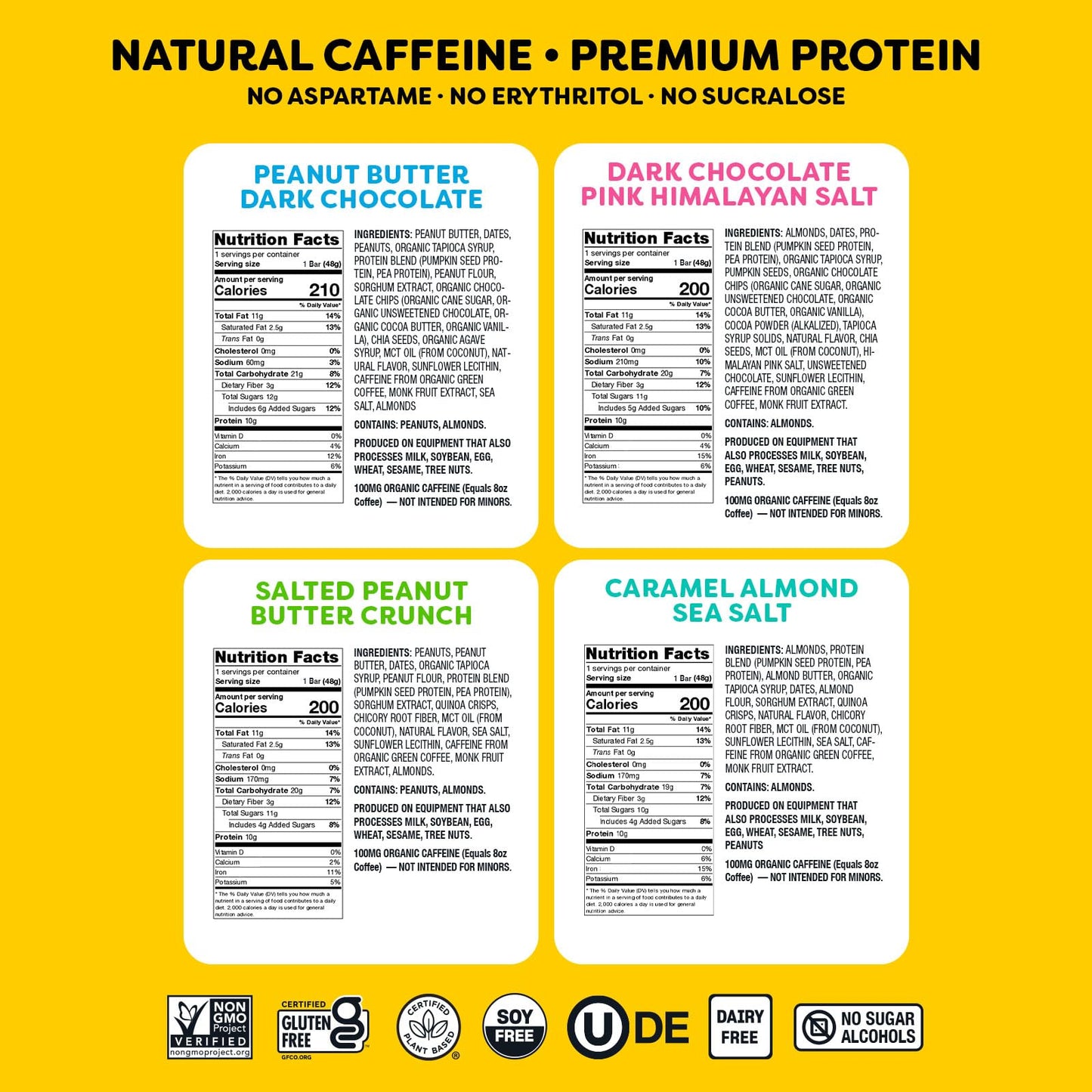 Quantum Energy Square: Energy Bar With Caffeine & 10G Protein. Delicious Healthy Snack On The Go. (Vegan, Gluten-Free, Soy-Free, Dairy-Free) (Variety 8-Pack)