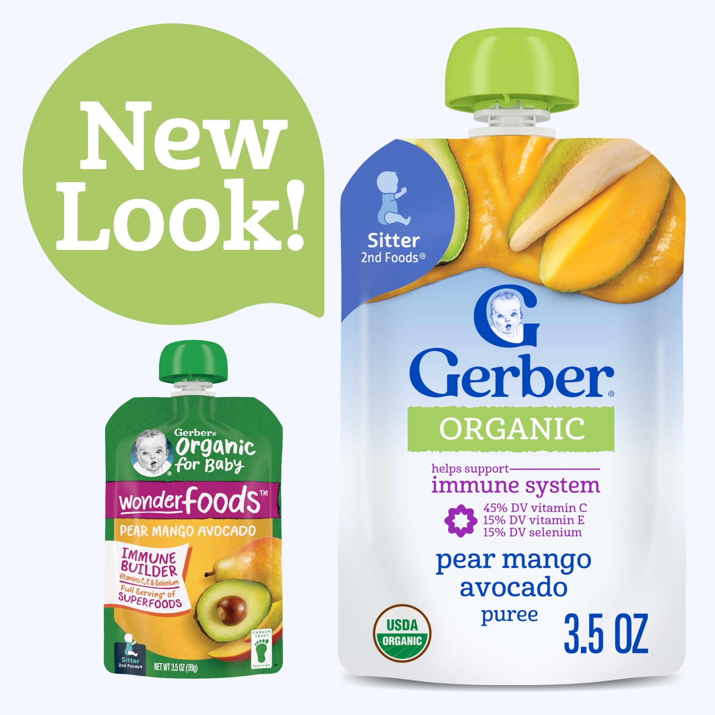 Gerber Purees Foods Organic Pear Mango Avocado, 3.5 Oz Pouch