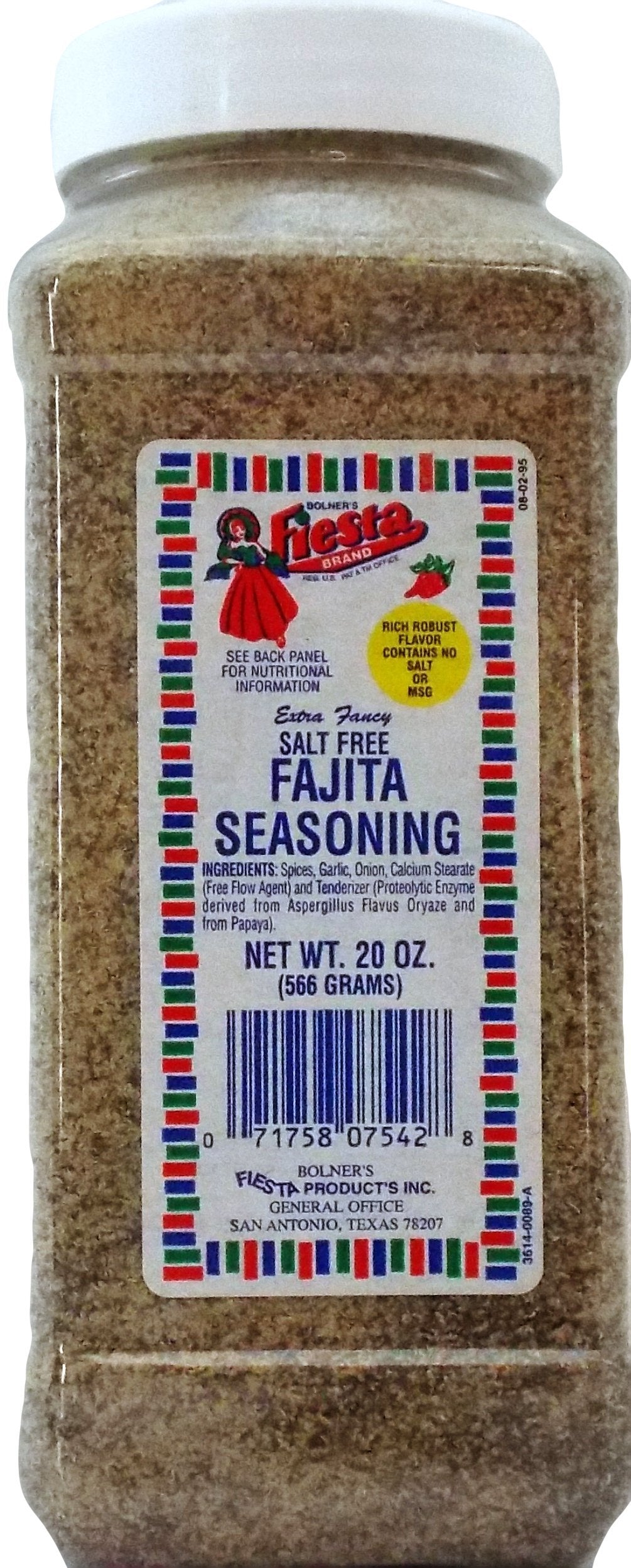 BolnerS Fiesta Extra Fancy Salt Free Fajita Seasoning  20 Oz.