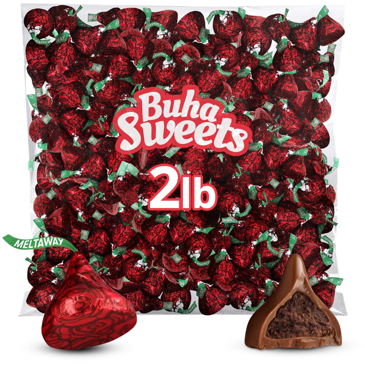 Meltaway Kisses, 2Lb Pack Of Chocolate Roses Individually Wrapped Bulk, Ideal Valentine Hersheykisses For Valentines Day Surprises, Perfect Valentines Chocolates For Romantic Gifts