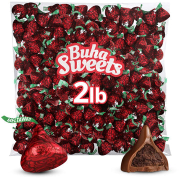Meltaway Kisses, 2Lb Pack Of Chocolate Roses Individually Wrapped Bulk, Ideal Valentine Hersheykisses For Valentines Day Surprises, Perfect Valentines Chocolates For Romantic Gifts