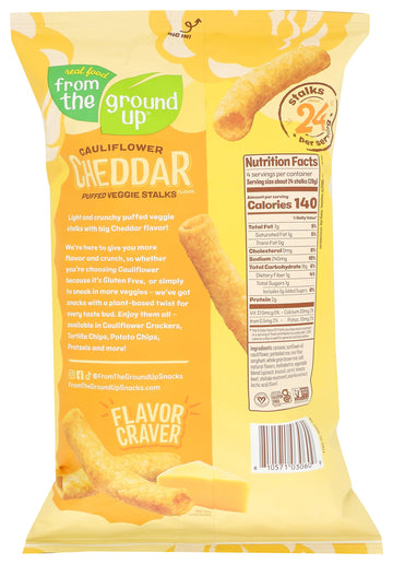 REAL FOOD FROM THE GROUND UP Cauliflower Stalk Cheddar Stick, 4 Ounce, Gluten-Free Snack