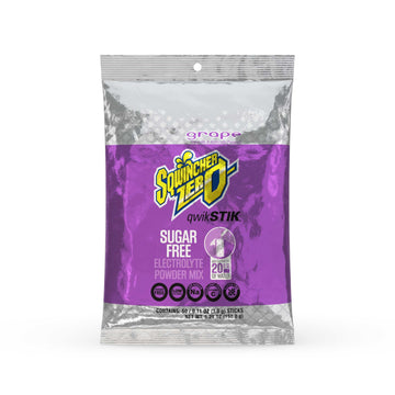 Sqwincher Zero Qwik Stik, Sugar Free, Low Calorie, Low Sodium Electrolyte Replacement Powder Hydration Drink Mix, Grape, 0.11 oz