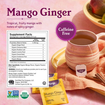 Yogi Tea Ginger Variety Sampler - 16 Bags Per Pack (3 Packs) - Caffeine-Free, Organic Nausea Relief Teas – Supports Digestion - Includes Ginger, Mango & Lemon Flavors