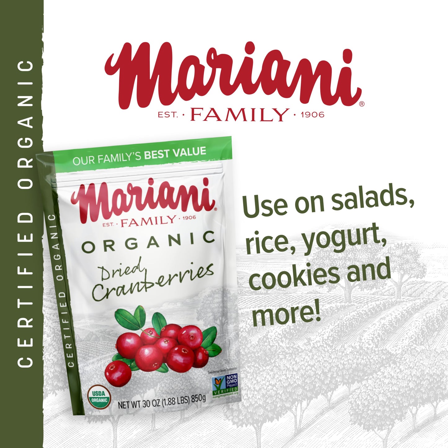 Mariani Organic Dried Cranberries, 30 Oz
