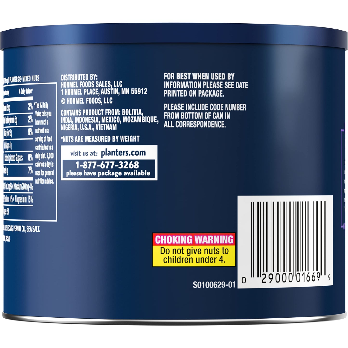 PLANTERS Lightly Salted Mix Nuts  Party Snacks  Plant-Based Protein  10 Oz Canister