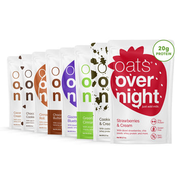 Oats Overnight High Protein Breakfast Shake Variety Pack - Gluten Free, Non GMO, 16 Piece Assortment