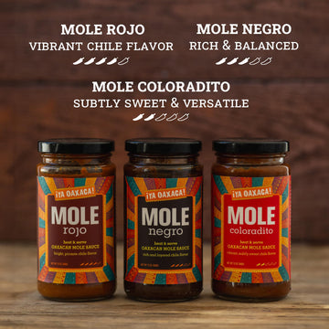 Ya Oaxaca Mole Sauce Variety Pack - Vegan, Non-GMO, Gluten Free - 12 Oz (Pack of 3) - Includes Negro, Coloradito, & Rojo